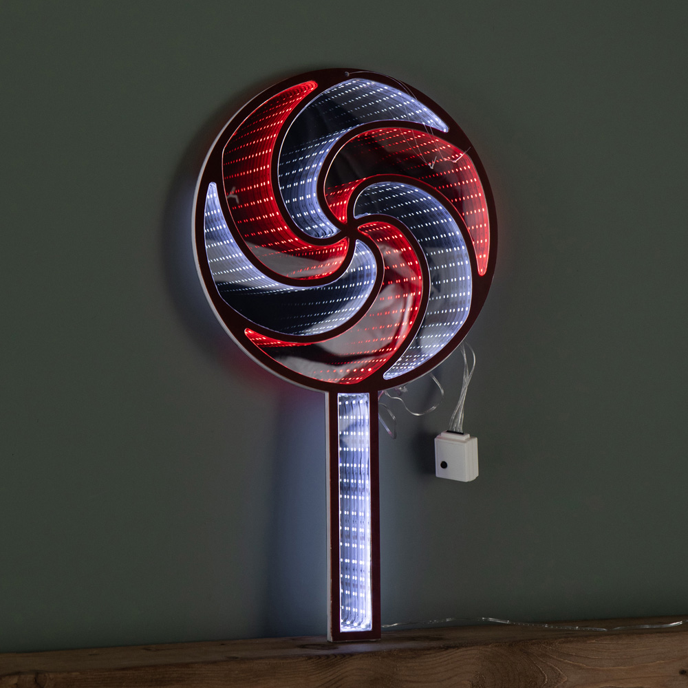 Samuel Alexander Red White LED Light Up Hanging Lollipop Infinity Light Christmas Decoration 60cm Image 4