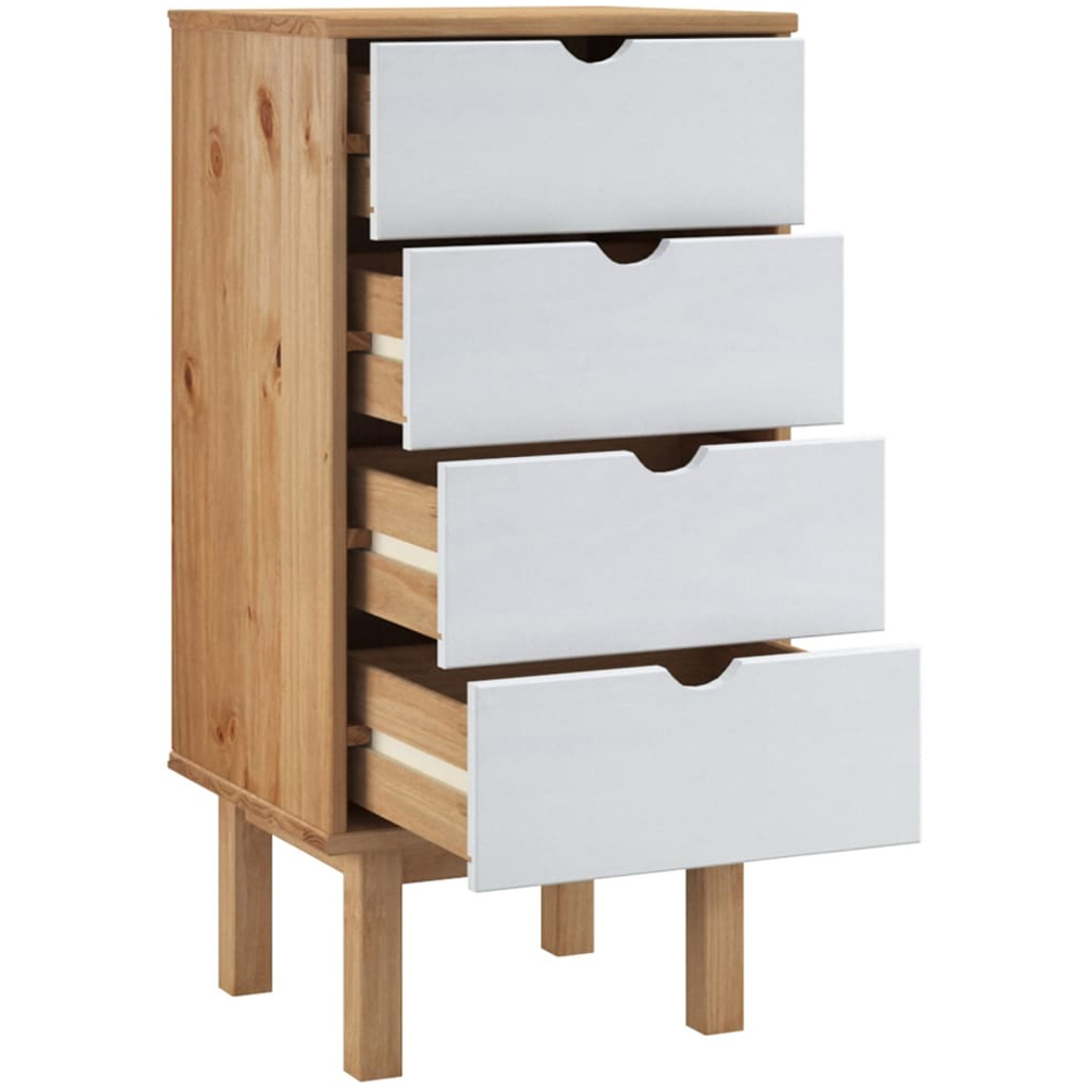 vidaXL 4 Drawer Brown and White Wooden Storage Cabinet Image 4