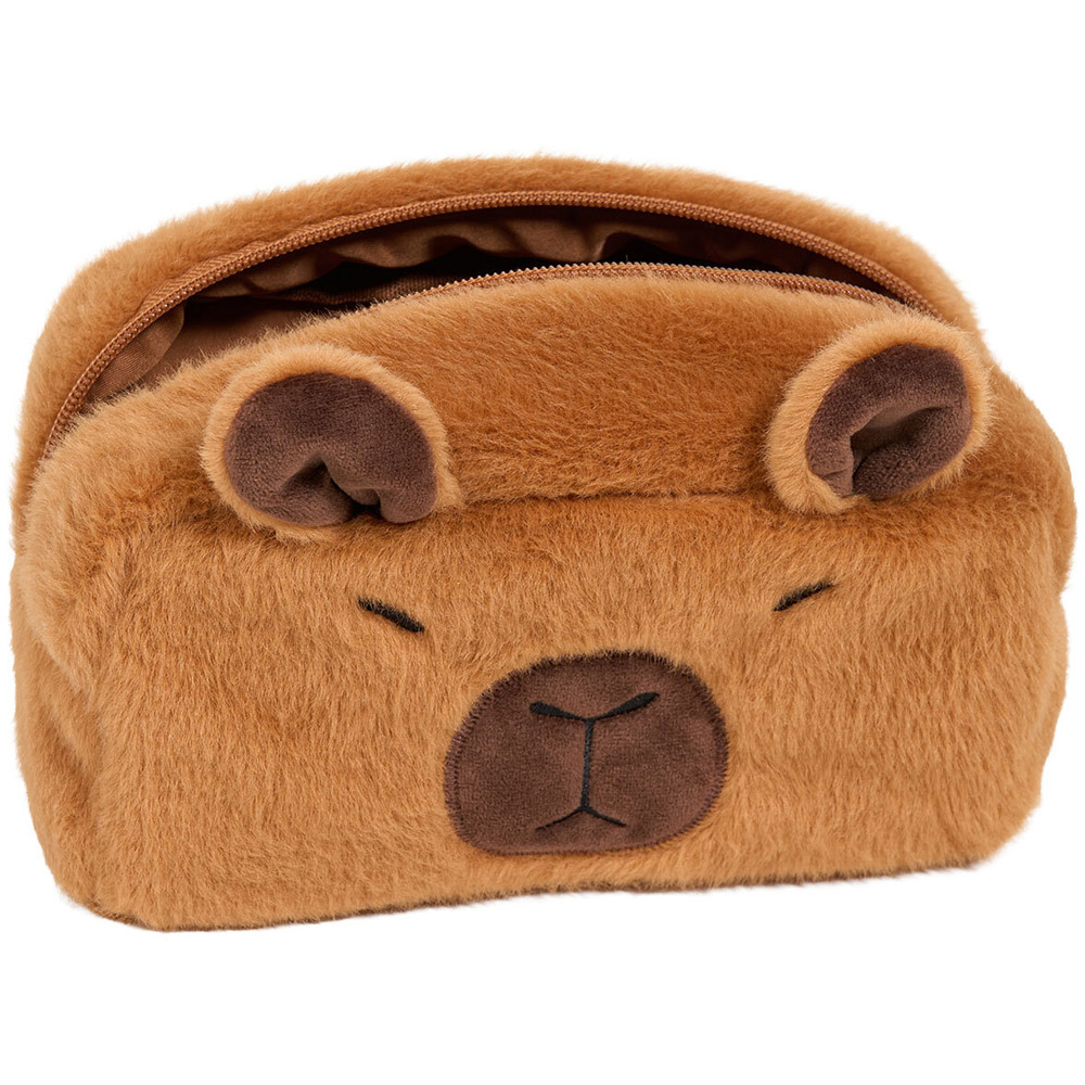Capybara Collection Fluffy Makeup Bag Brown Image 4