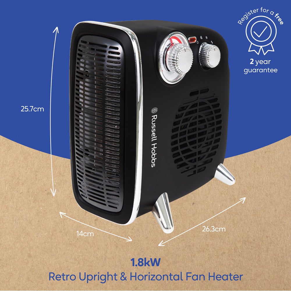 Russell Hobbs RHRETHFH1001B Retro Black Fan Heater 1800W Image 9