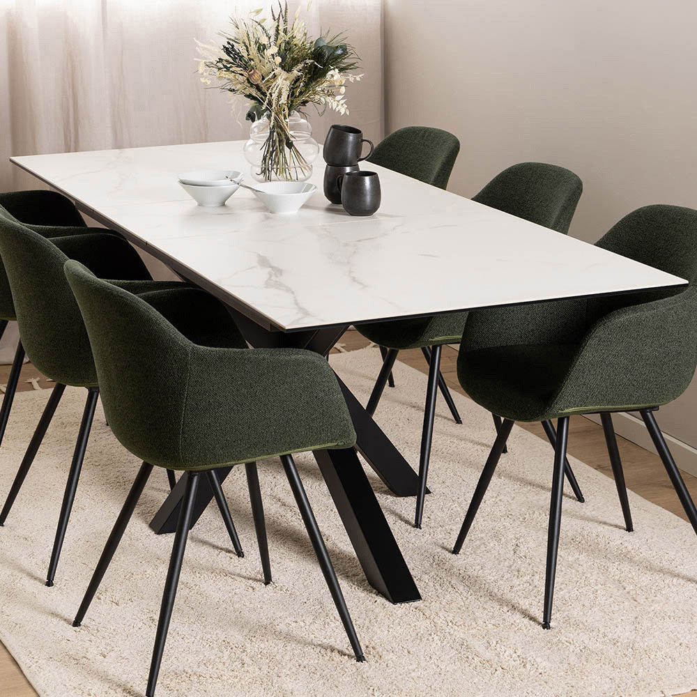 Florence Heaven Ceramic 8 Seater Extendable Dining Table White Image 1