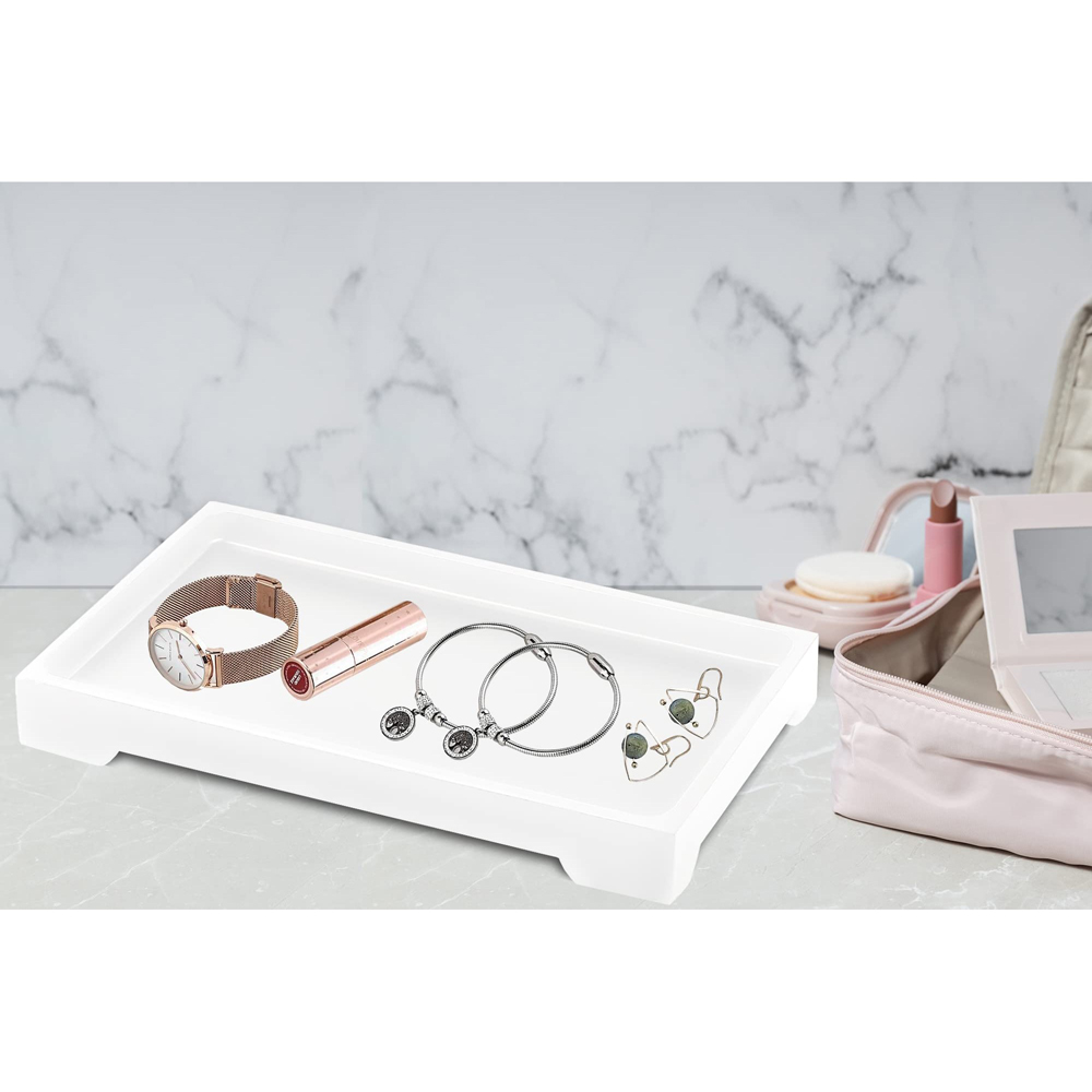 ATEK Medium White Multi-Purpose Resin Vanity Serving Tray Image 3