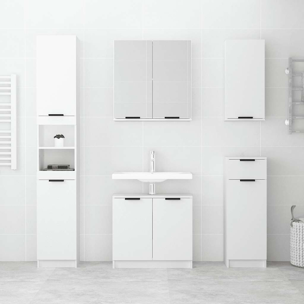 vidaXL 2 Door 2 Shelf White Wooden Bathroom Cabinet Image 8