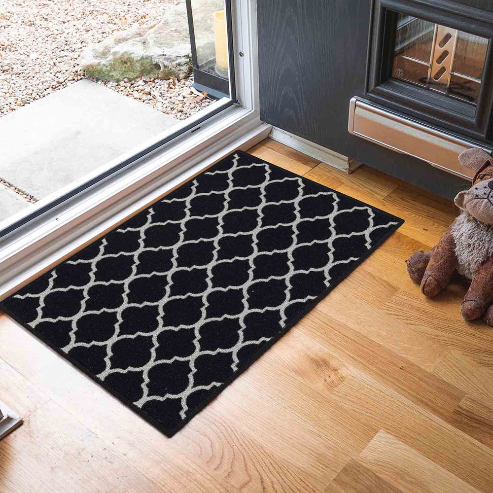 Desire Rugs Havana Black Trellis Anti Slip Door Mat 80 x 50cm Image 2
