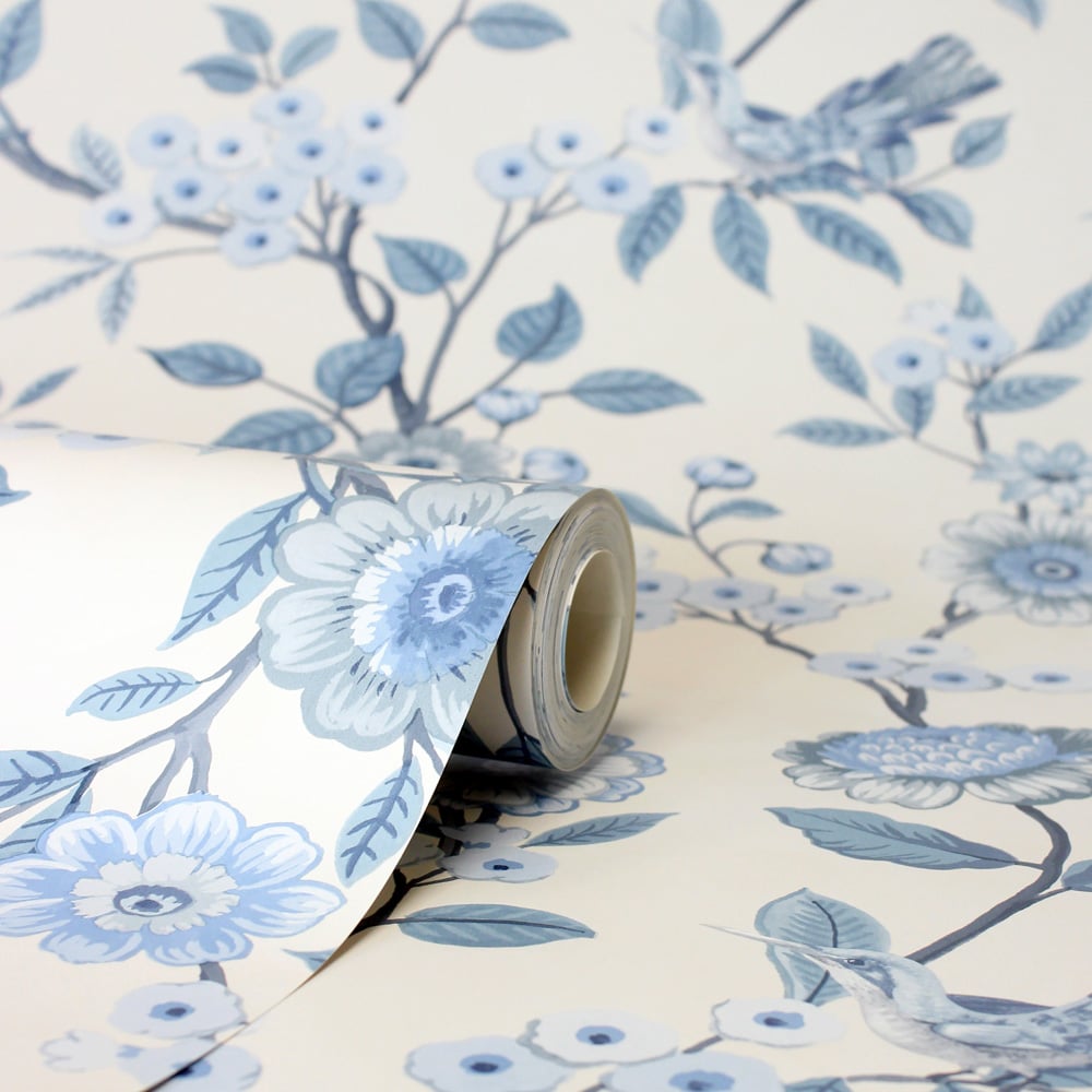 Fine Decor Eleanor Floral Blue Wallpaper Image 2