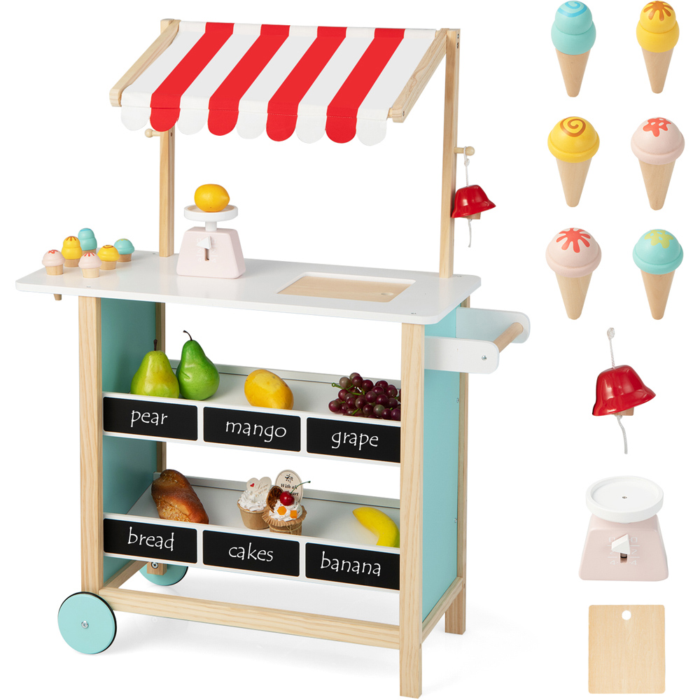 Costway Red Kids Wooden Pretend Grocery Store Playset Image 3