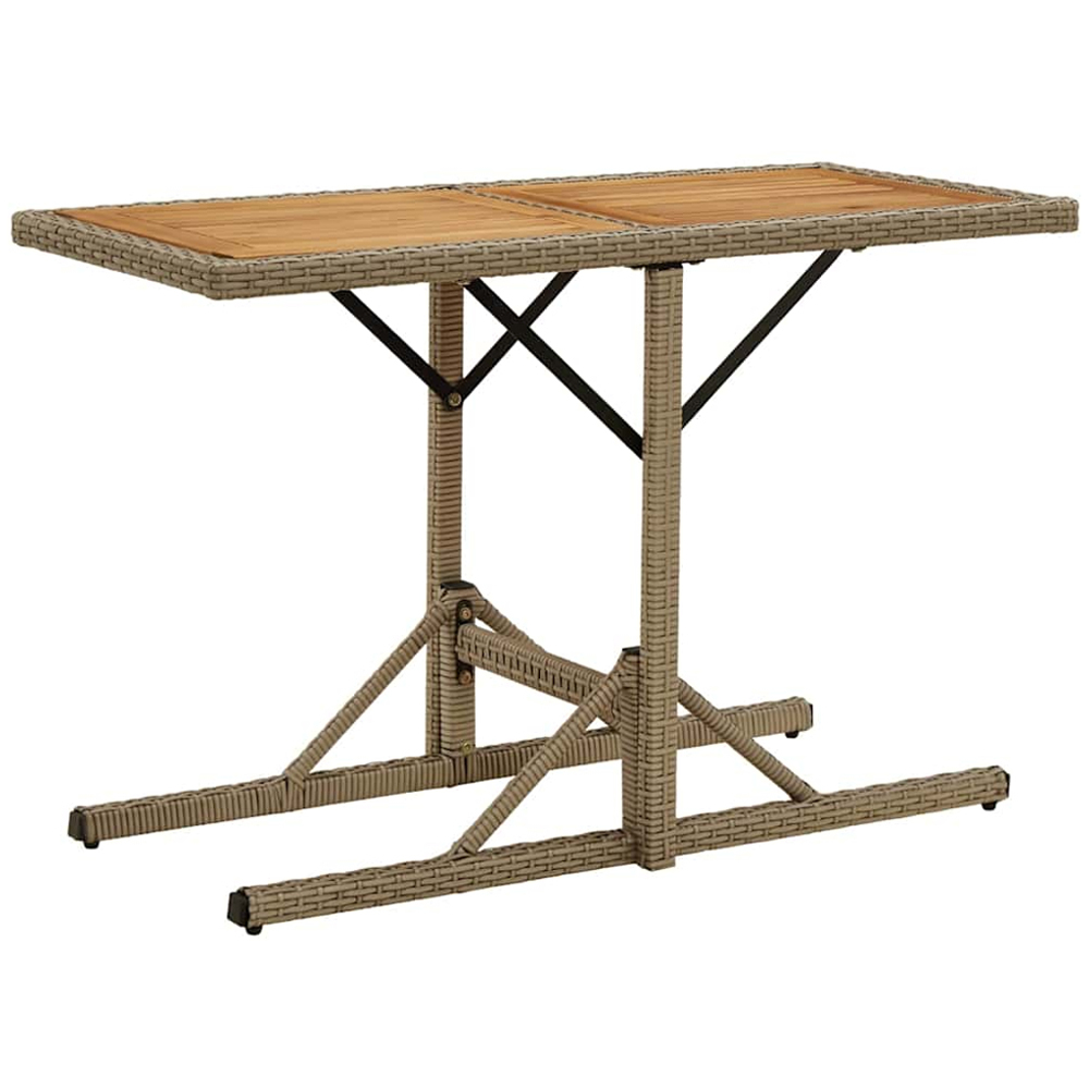 vidaXL 4 Seater Acacia Wood Rectangular Outdoor Dining Table Beige Image 1