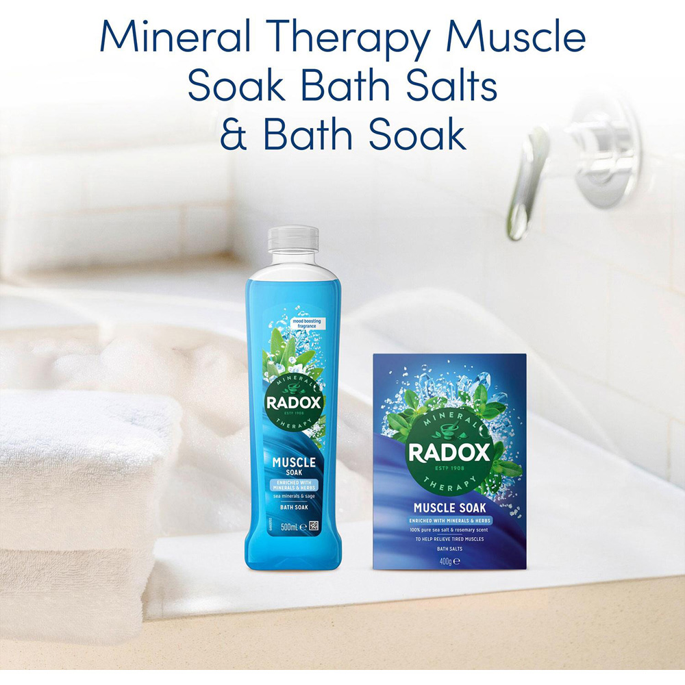 Radox Soak and Soothe Bathing Collection Muscle Soak Gel and Salts Gift Set 3 Pack Image 6