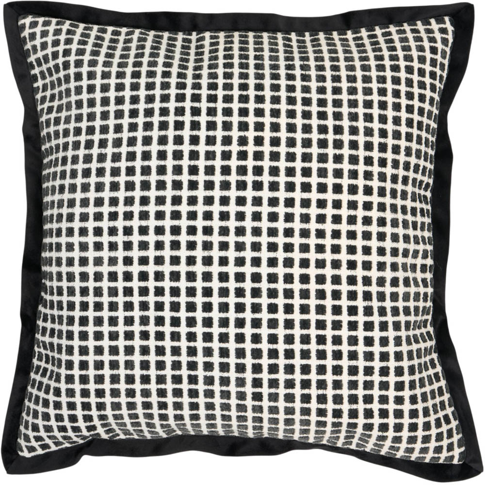 Celine Woven Squares Cushion Black Image 1