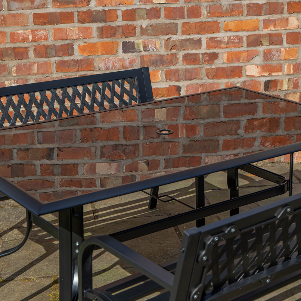 Samuel Alexander 4 Seater Garden Dining Table with Bench and Black Havana Parasol and Base 2m Image 3