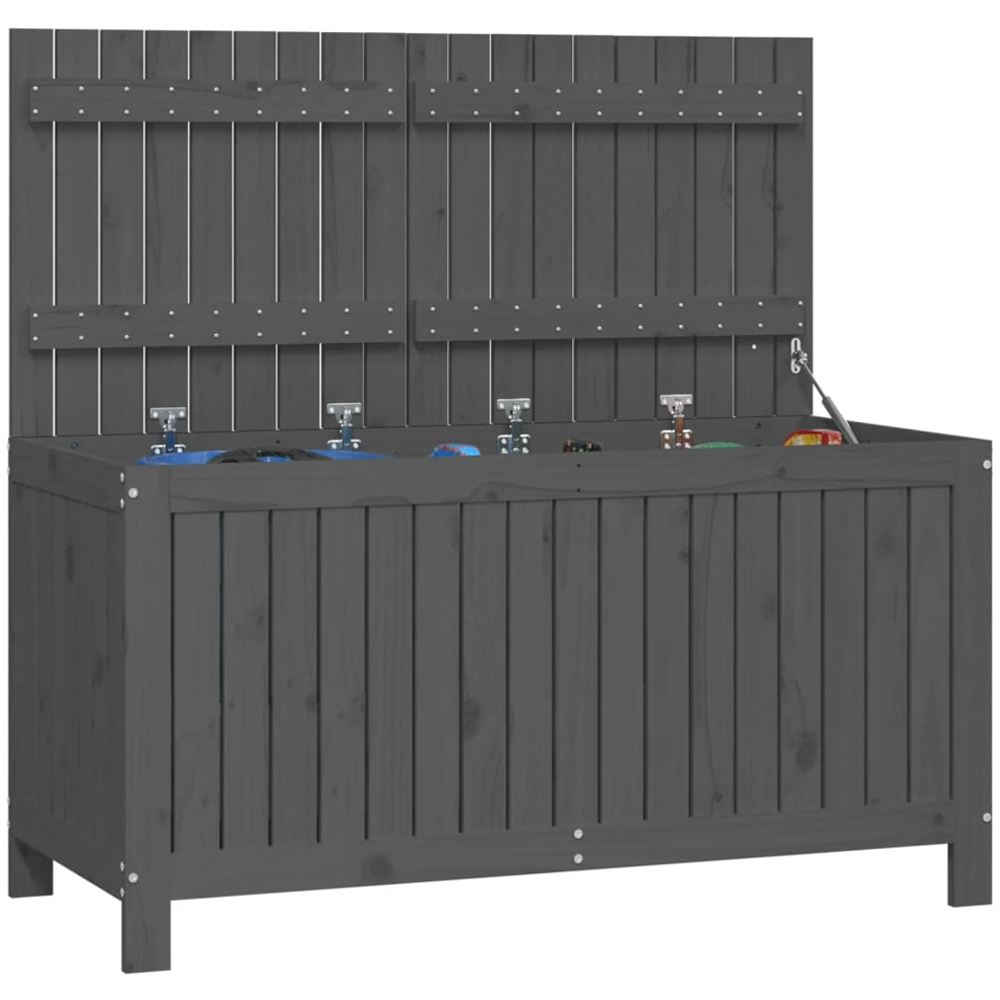 vidaXL 64 x 121 x 55cm Grey Pine Wood Garden Storage Box Image 4