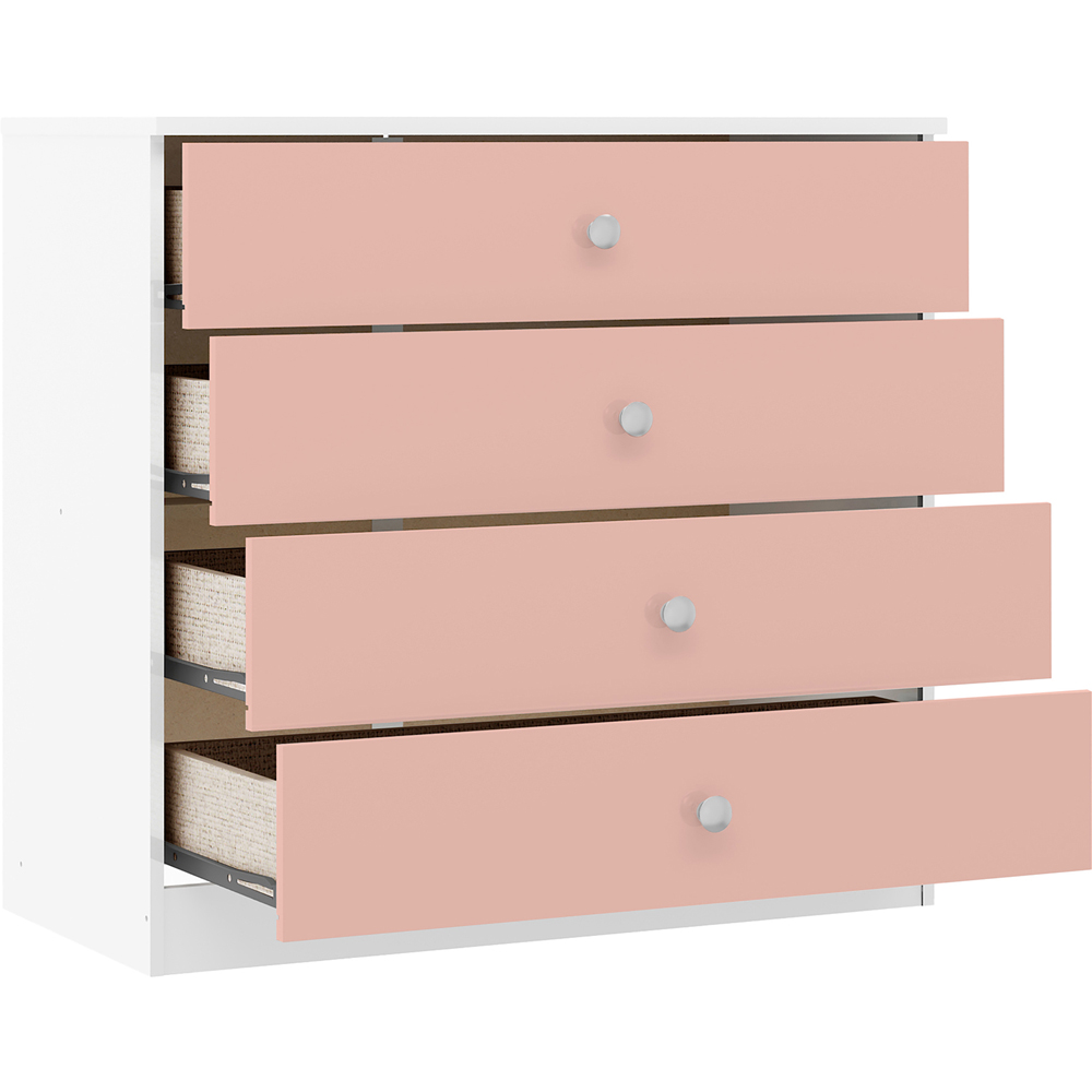 Seconique Denver 4 Drawer White and Pink Gloss Storage Chest Image 4