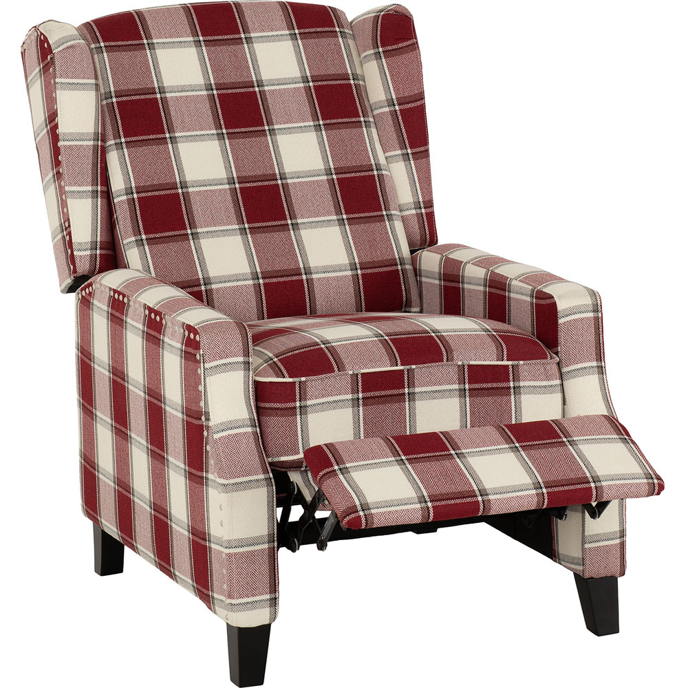 Seconique Kensington Red Tartan Fabric Recliner Chair Image 3