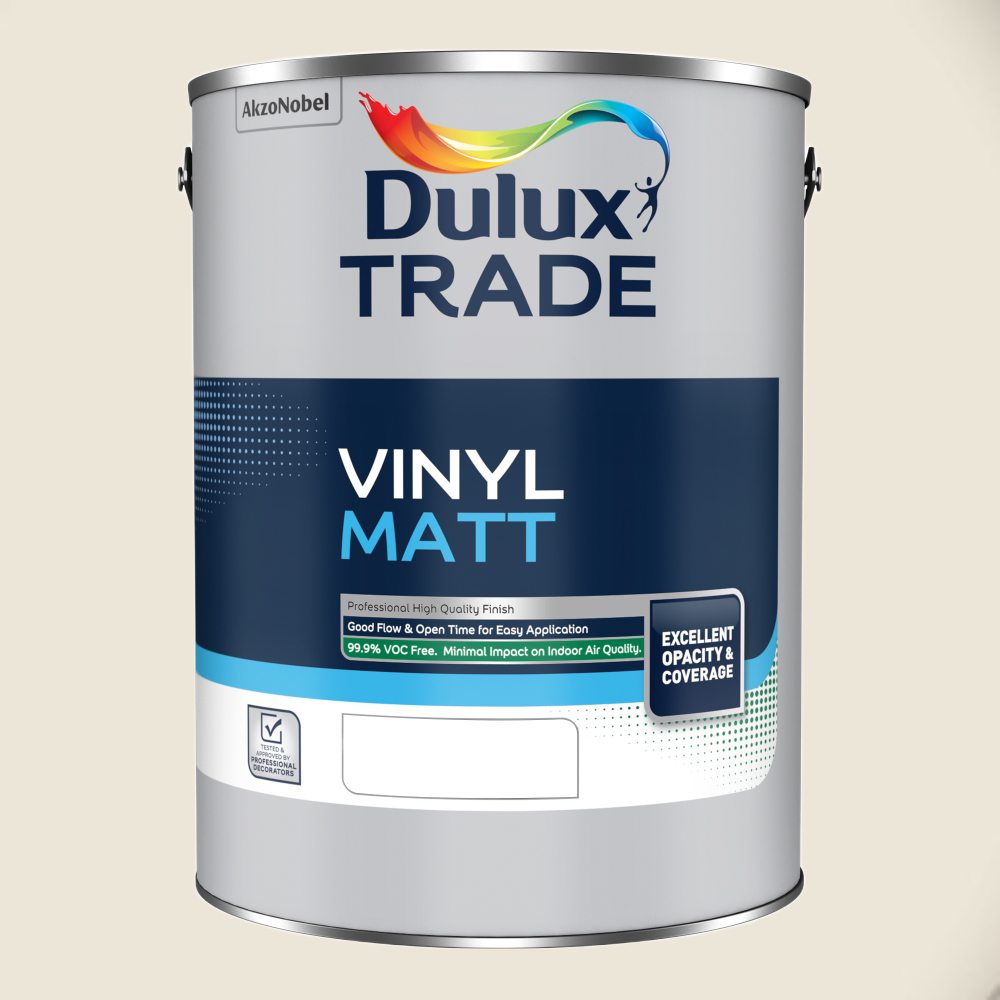 Dulux Trade Ochre White Walls and Ceilings Vinyl Matt Paint 5L Image 2