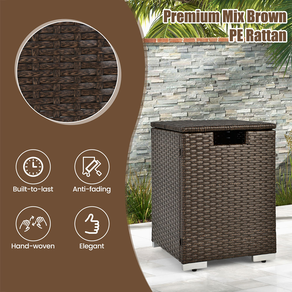 Costway 2 in 1 Hideaway Rattan Propane Gas Tank Table Image 7