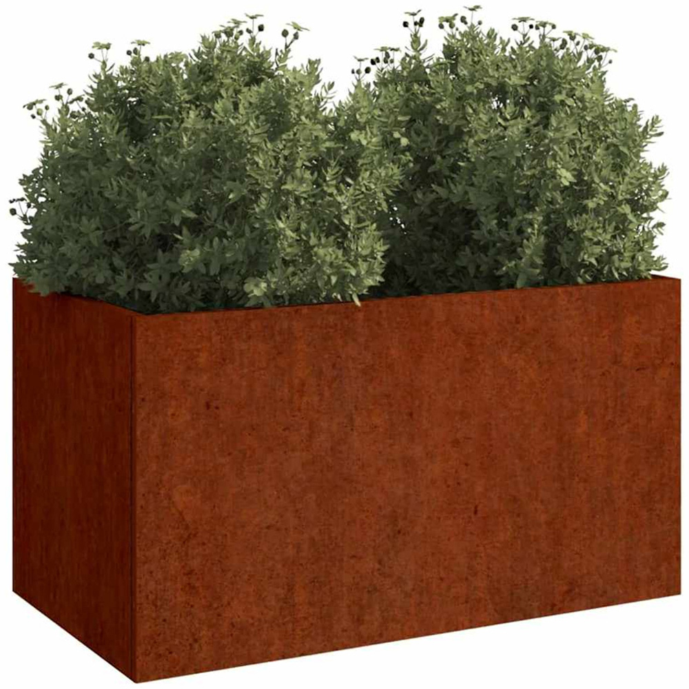 vidaXL Brown Corten Steel Garden Planter 62 x 30 x 29cm Image 2
