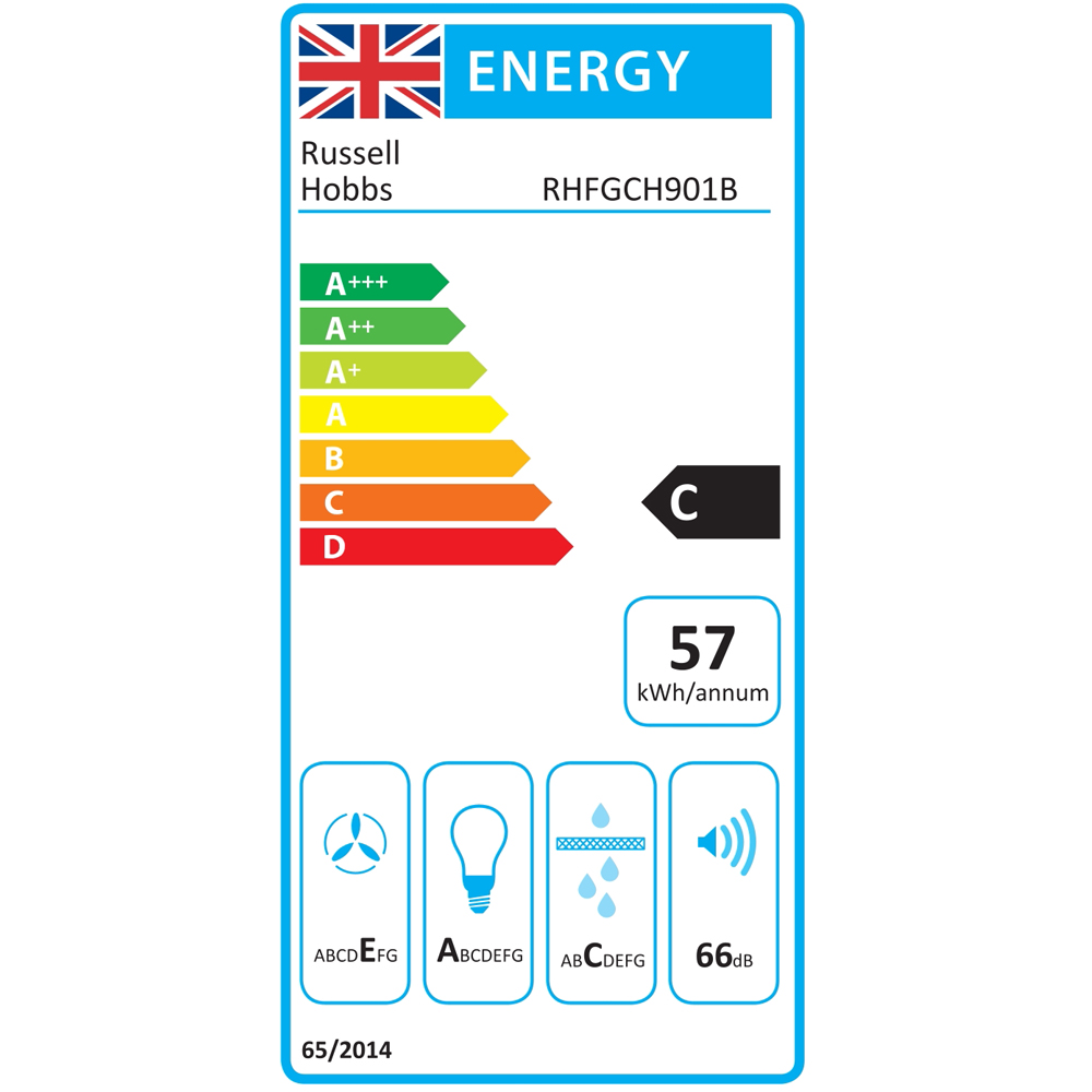 Russell Hobbs RHFGCH901B Black 90cm Cooker Hood Image 8