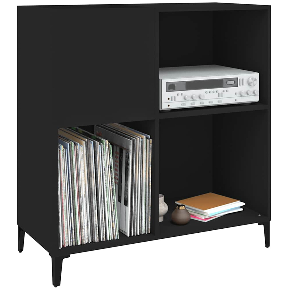 vidaXL 3 Shelf Black Record Cabinet Image 3