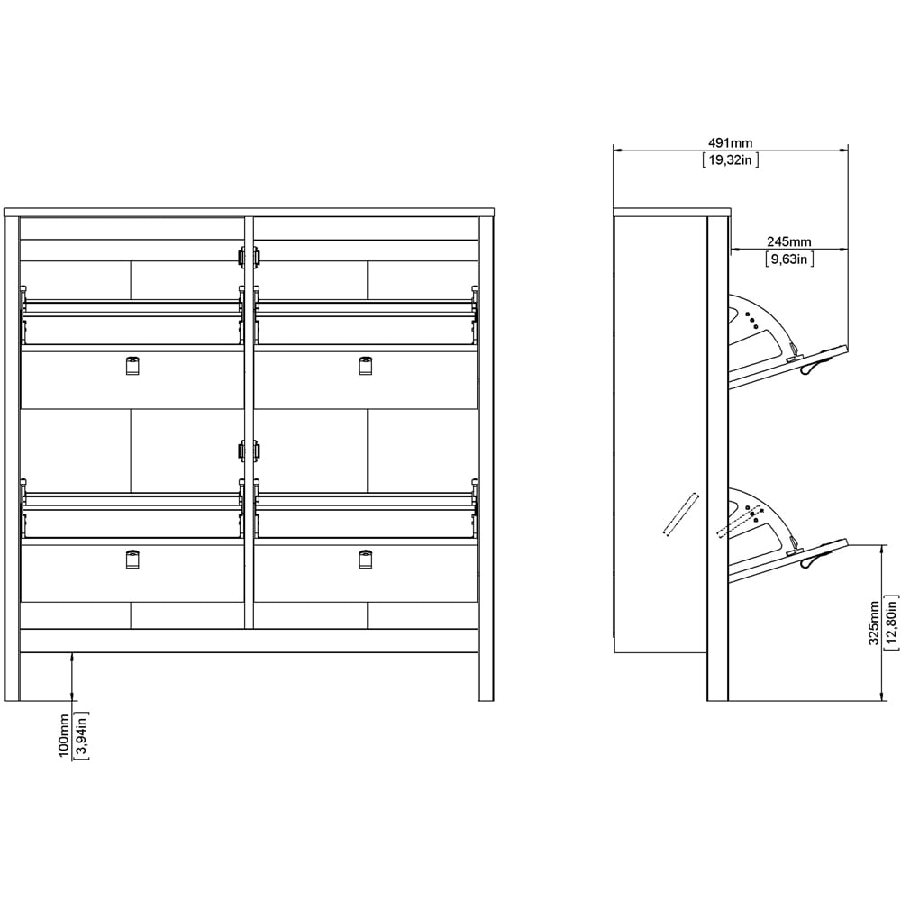 Florence Barcelona 4 Flip Down Doors White Shoe Cabinet Image 7