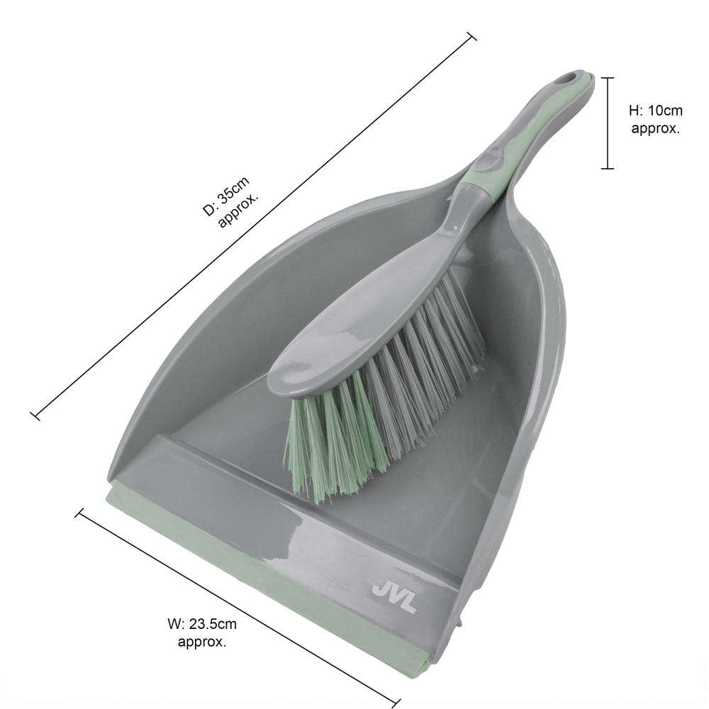 JVL Cleaning Grey Rubber Grip Dust Pan and Brush Set Image 8