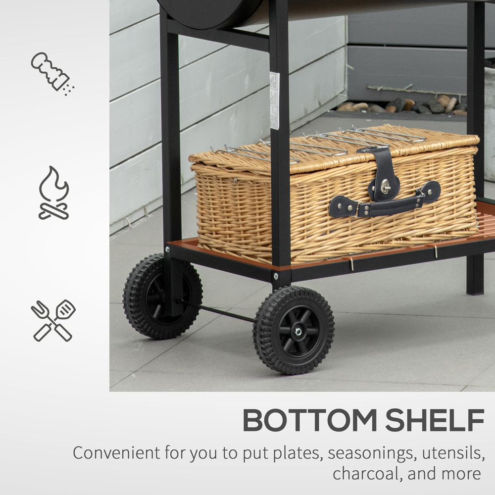 Outsunny Black Portable Dual Charcoal BBQ Grill Cart Image 6