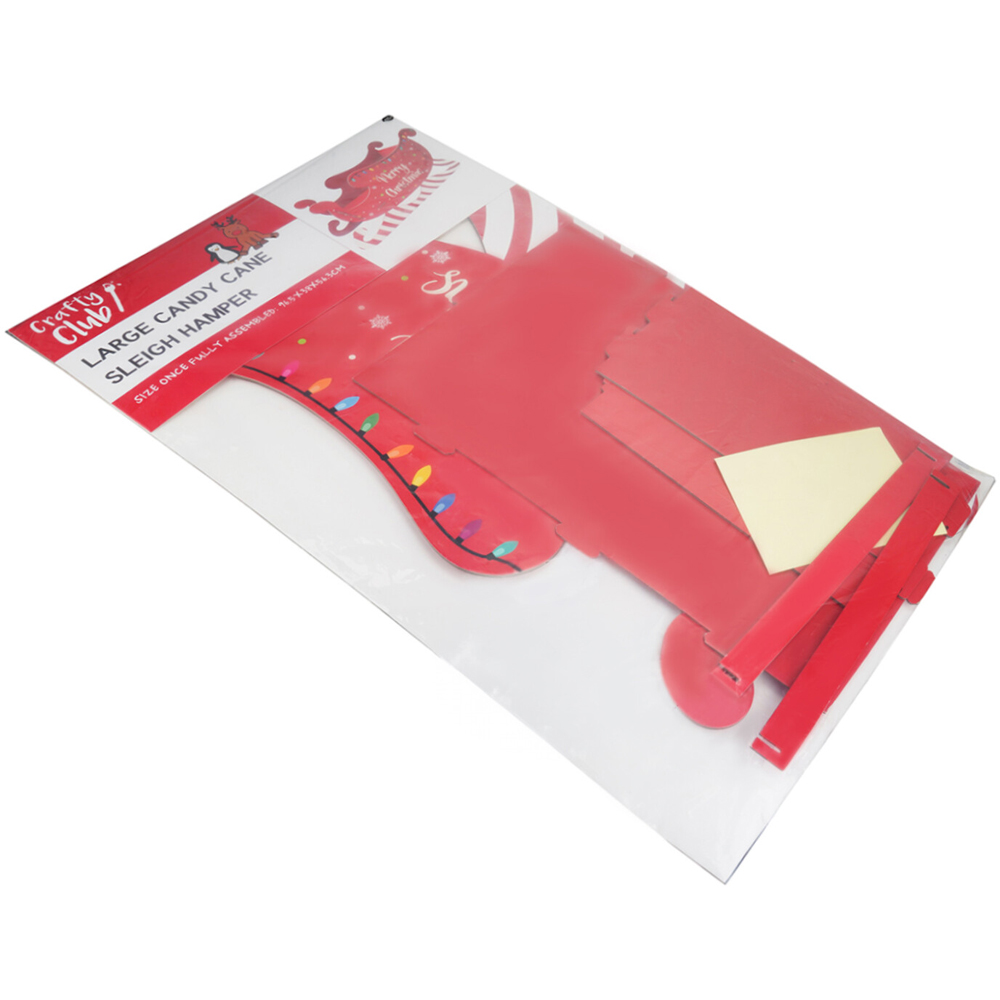Large Candy Cane Sleigh Hamper Kit Red Image 9