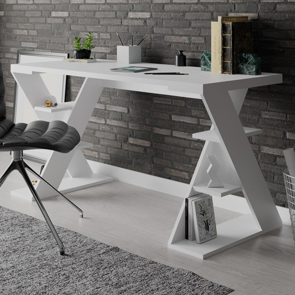 Decortie Papillon 6 Shelf White Working Table Image 1