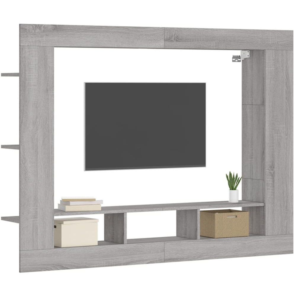 vidaXL 12 Shelf Grey Sonoma Wall Mounted TV Cabinet Image 3