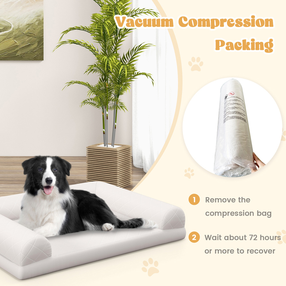Costway Beige 3 Side Bolster Egg Foam Orthopaedic Dog Bed Image 7