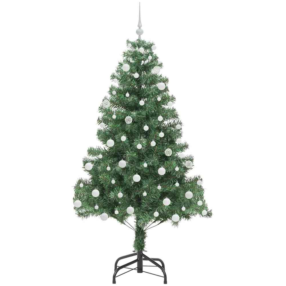 vidaXL Pre-Lit White Baubles Green Artificial Christmas Tree 6ft Image 4