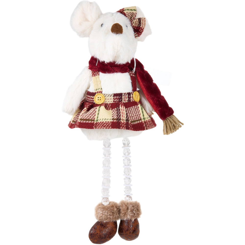 Shelf Sitting Plaid Winter Mouse Decoration Image 3