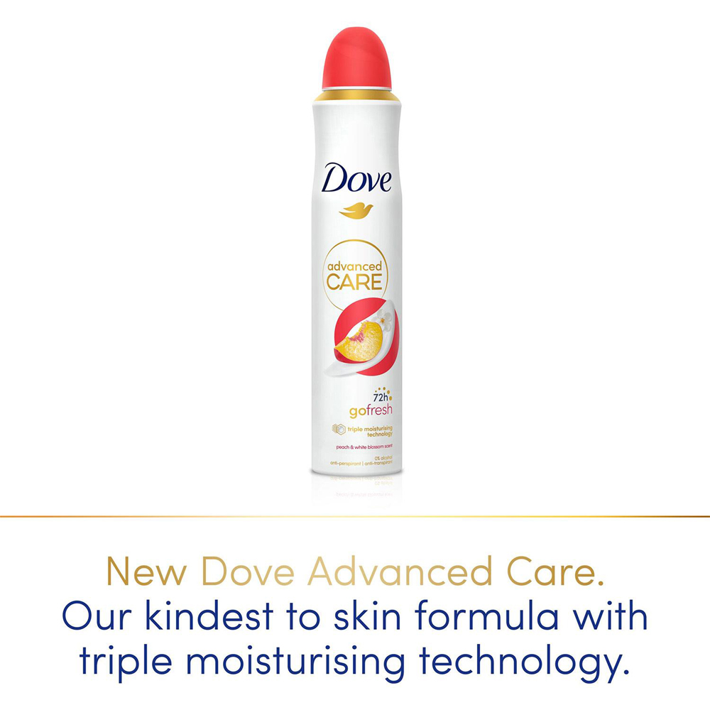 Dove Advance Care Go Fresh Peach and White Blossom Anti-Perspirant Spray 200ml 30 Pack Image 4
