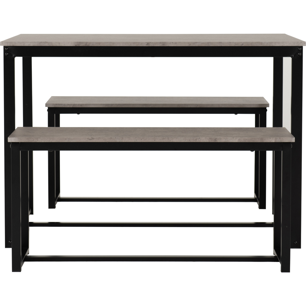 Seconique Lincoln 4 Seater Dining Bench Set Stone Effect and Black Image 4