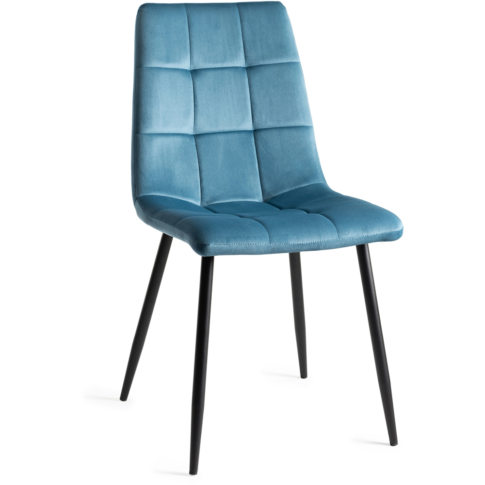 Bentley Designs Mondrian Set of 2 Petrol Blue Velvet Dining Chair Image 2