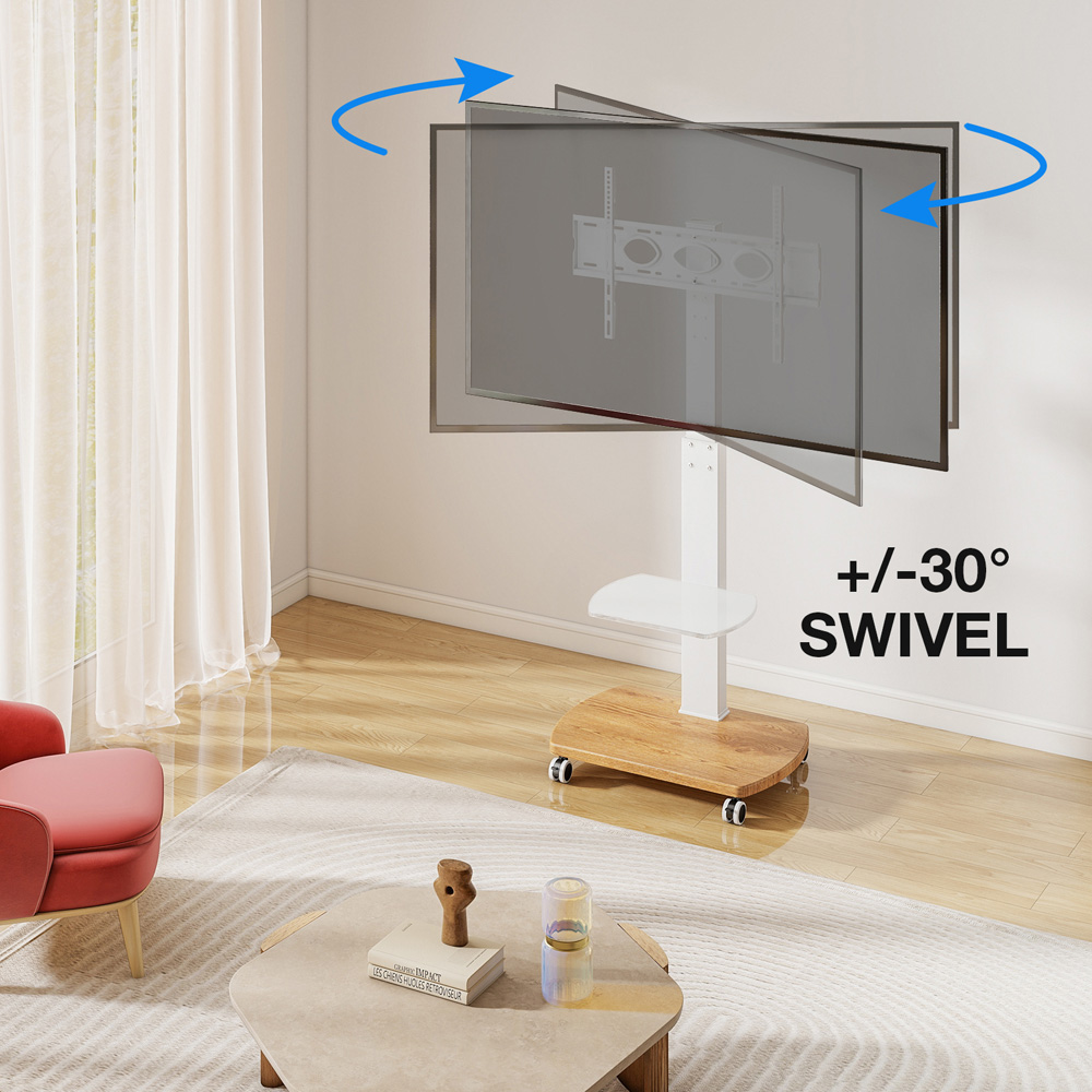 TTAP Oak Base 2 Shelf Floor Pedestal TV Stand Image 4