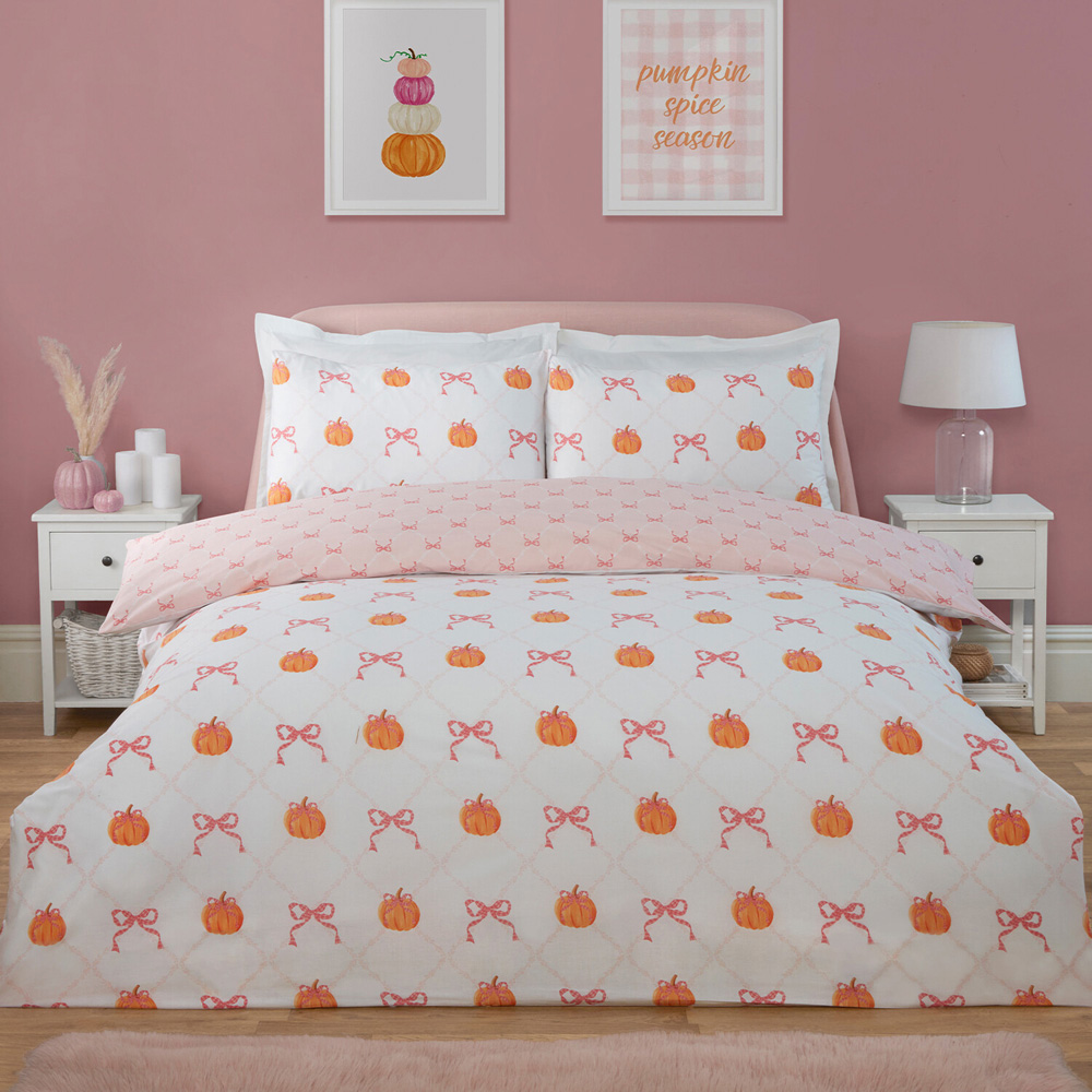 Pretty Bow Pumpkins Duvet Set Blush King Image 2