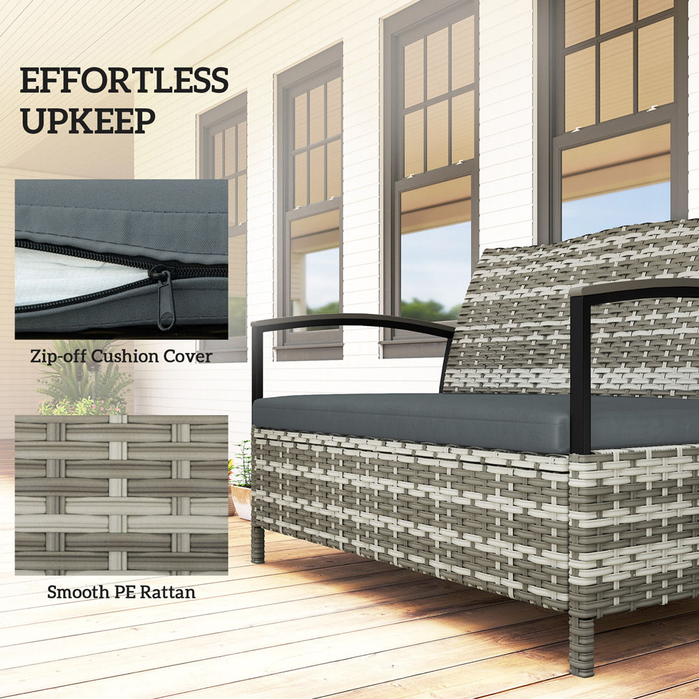 Outsunny 2 Seater Dark Grey PE Rattan Garden Storage Bench Image 3