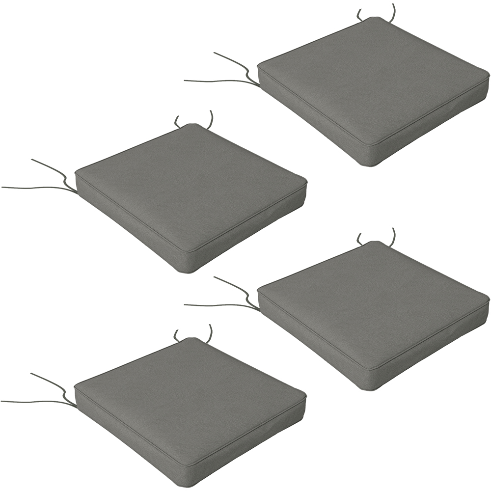 Outsunny Charcoal Grey Seat Replacement Cushion 51 x 51cm 4 Pack Image 1