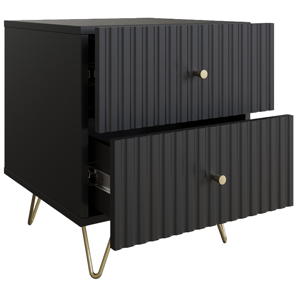 GFW Thalia 2 Drawer Black Bedside Table Image 5