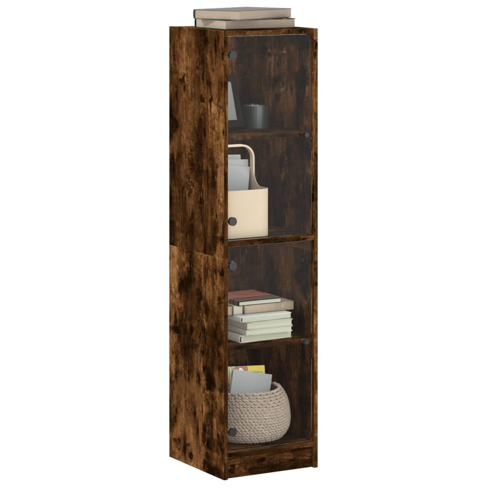 vidaXL 2 Glass Door Smoked Oak Highboard Image 3
