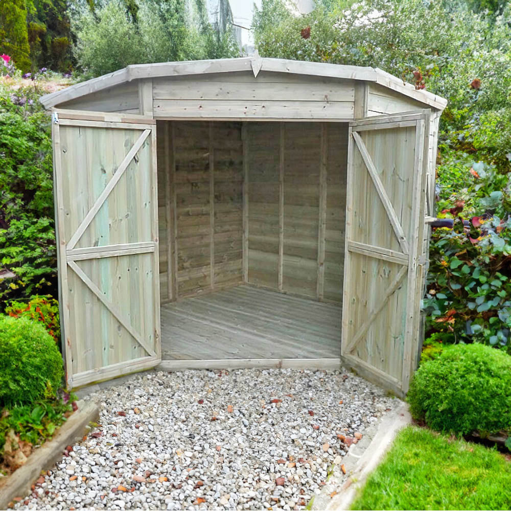 Shire 8 x 8ft Double Door Pressure Treated Corner Shed Image 3