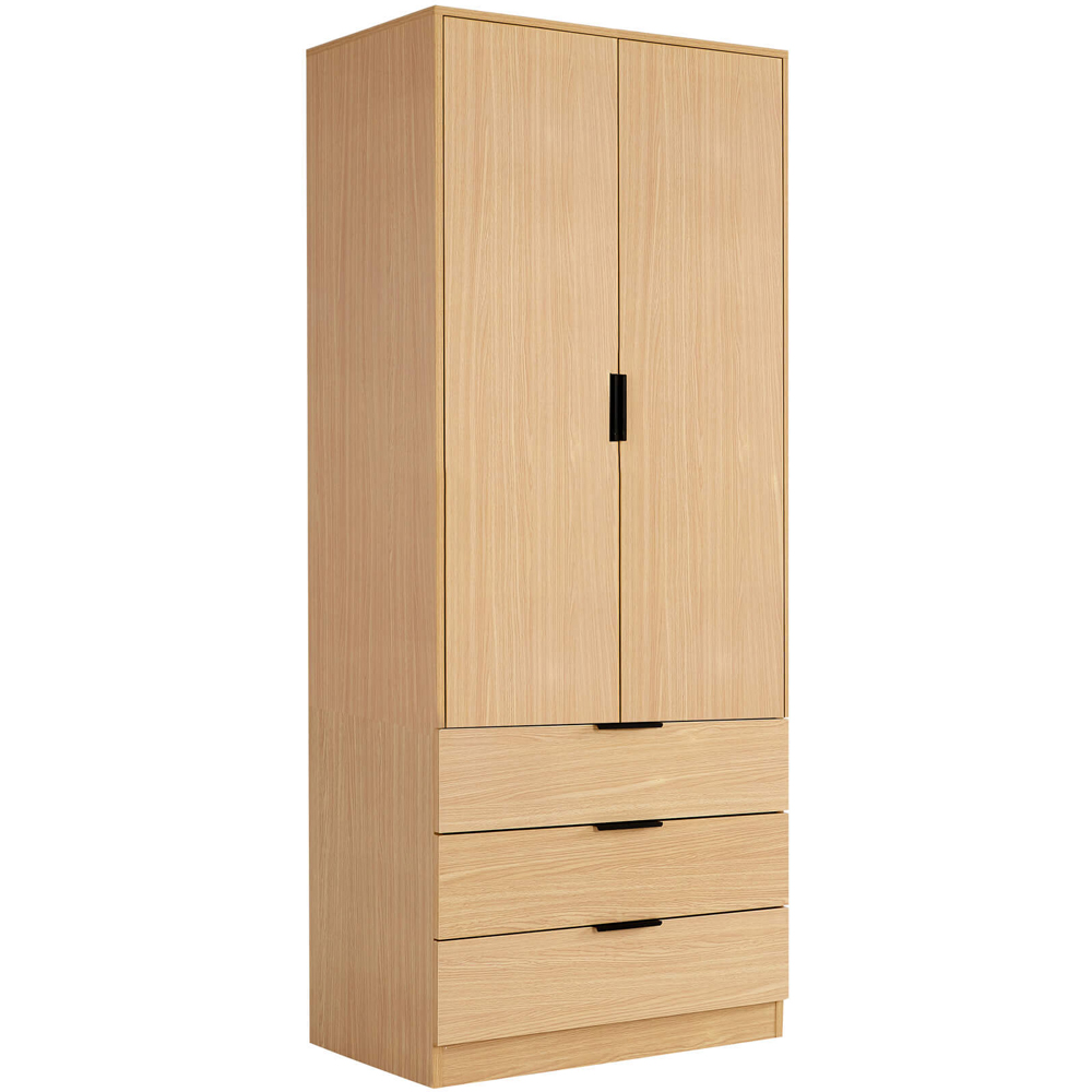Home Source Phoenix 2 Door 3 Drawer Oak Effect Wardrobe Image 2