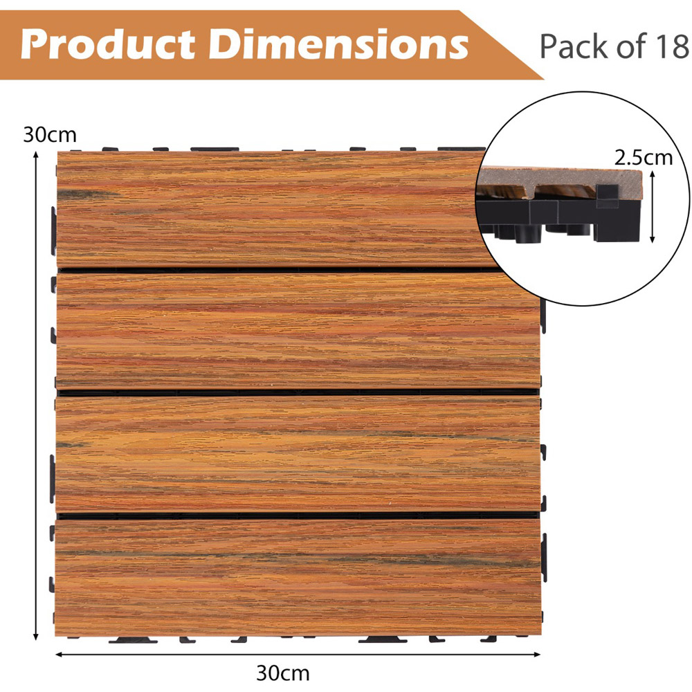 Costway Brown Interlocking Deck Tiles 18 Pack Image 9