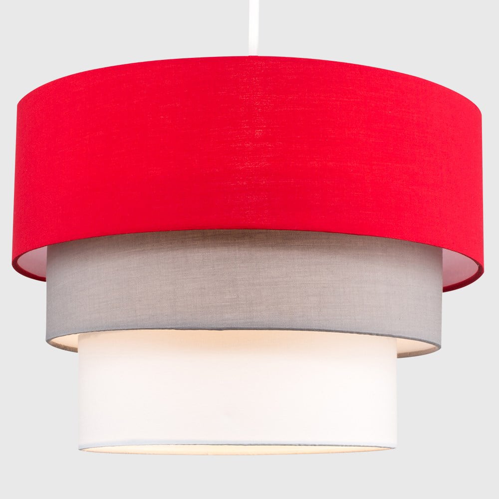 ValueLights Aztec 3 Tier Red Fabric Ceiling Light Shade Image 4