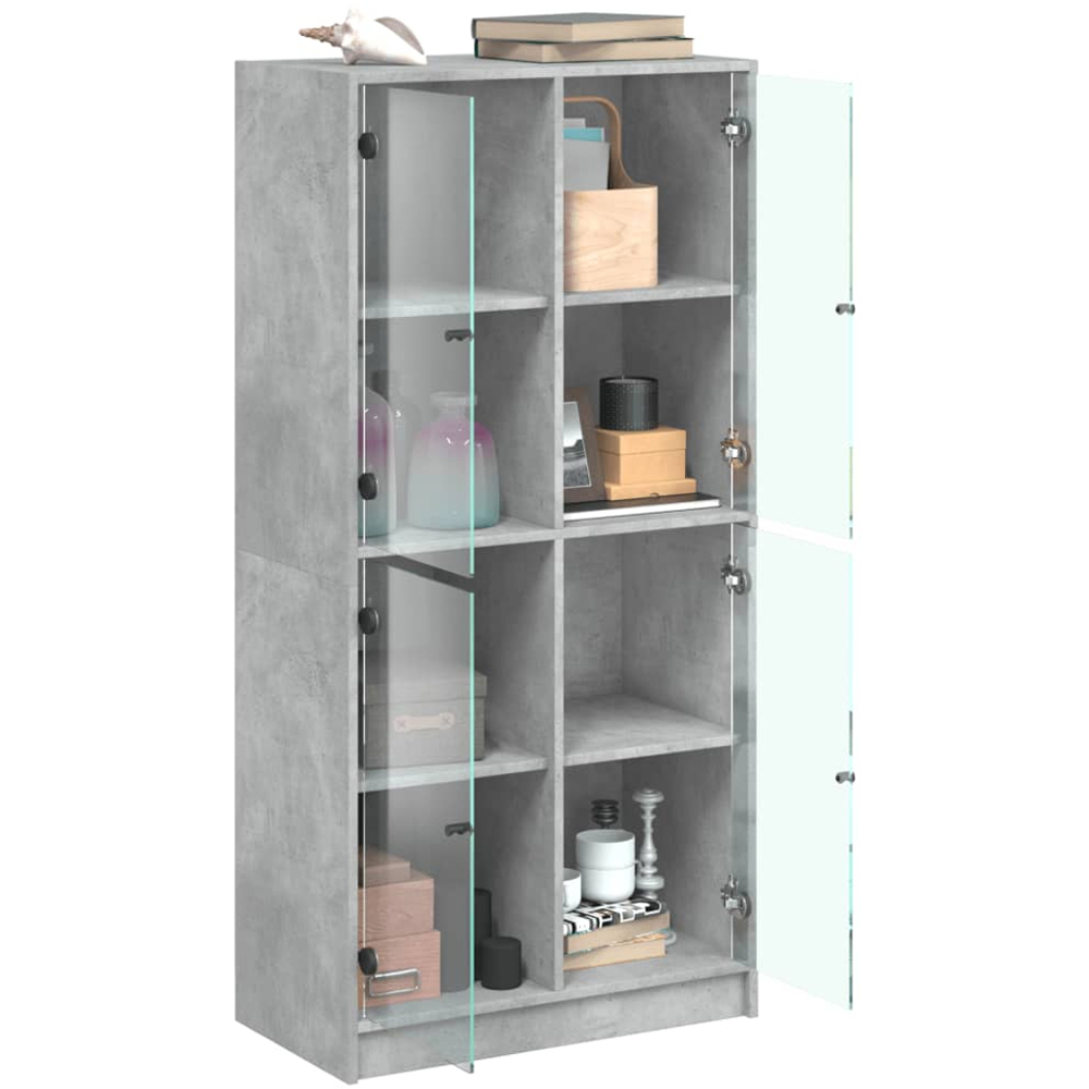 vidaXL 2 Glass Door Concrete Grey Highboard Image 4