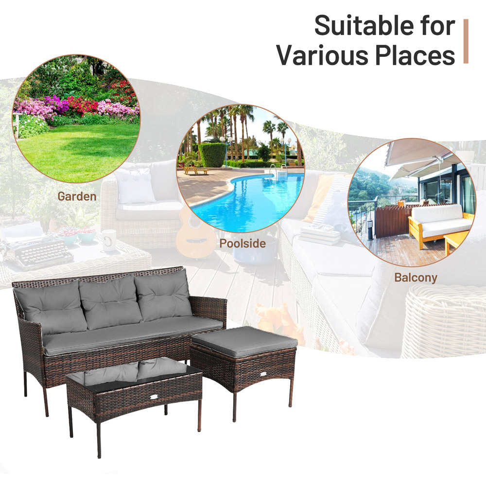 Costway 4 Seater Rattan Patio Bistro Set Grey Image 5