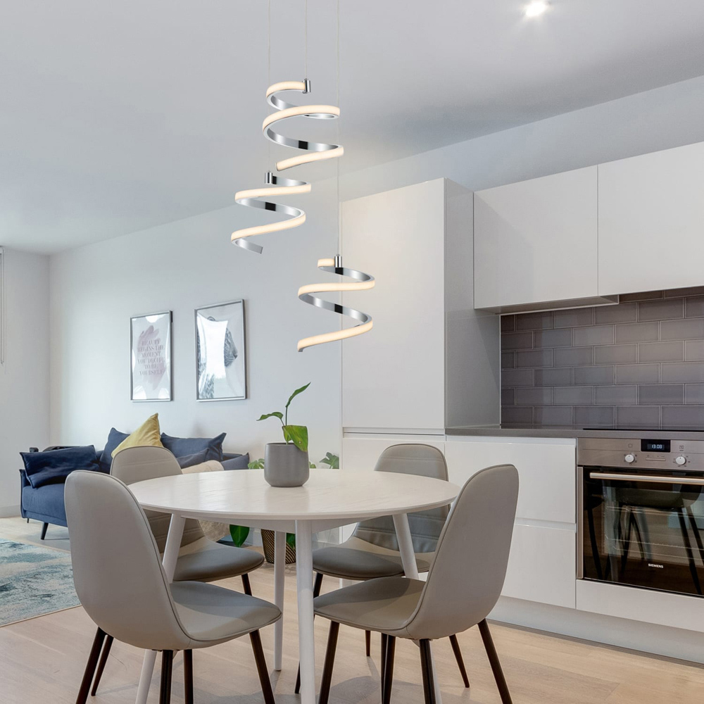 Cosylyte Nyah 3 Light Chrome Spiral Cluster LED Pendant Light Image 7