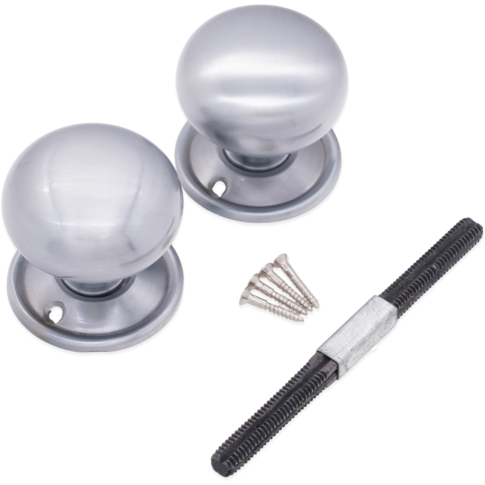 Spira Brass Satin Chrome Cottage Large 50mm Rim and Mortice Door Knob 2 Pack Image 4