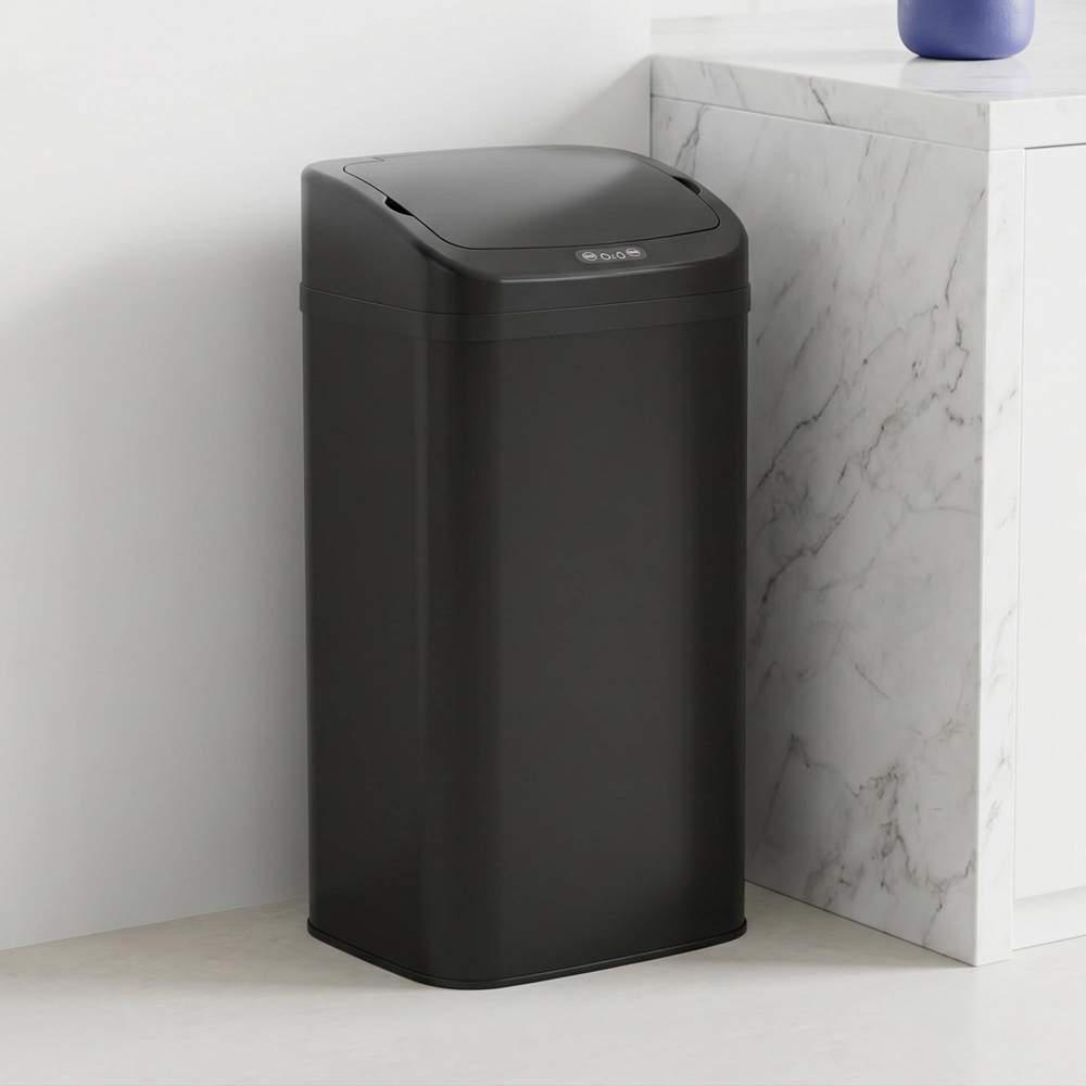 HOMCOM Black Galvanised Steel Kitchen Sensor Bin with Automatic Close 48L Image 8