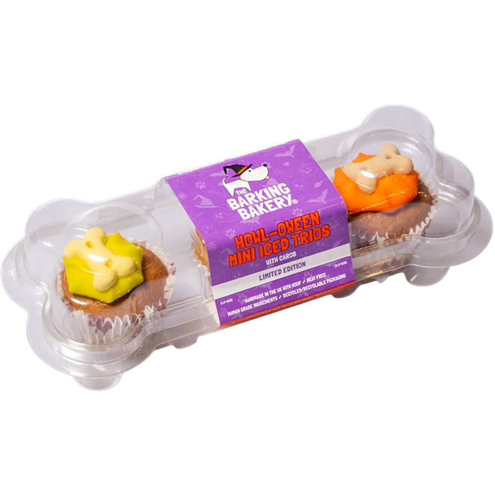 Pack of 3 Howloween Mini Iced Dog Cupcakes Image 1